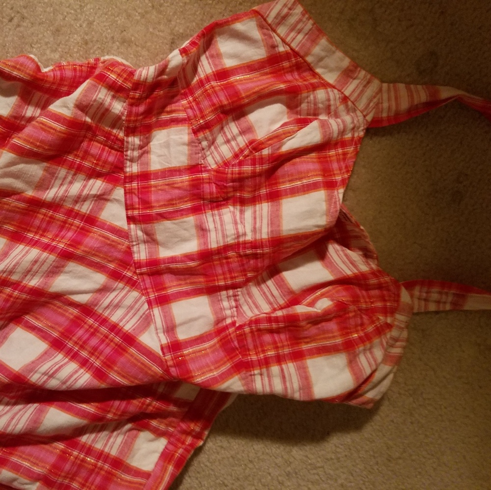 Red and white convertible straps dress